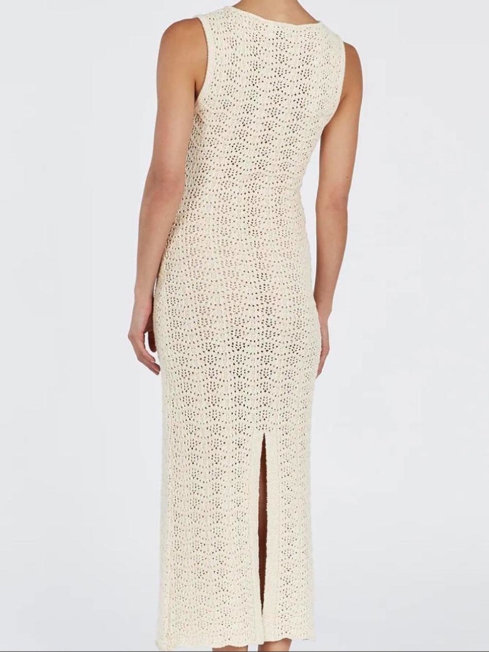 Dissh Giselle Buttermilk Sleeveless Cream Crochet Knit Maxi Dress - Picture 4 of 8